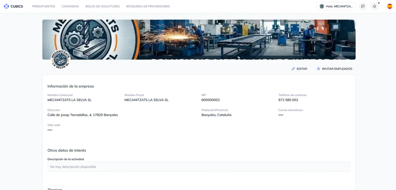Perfil d'empresa a Cubics